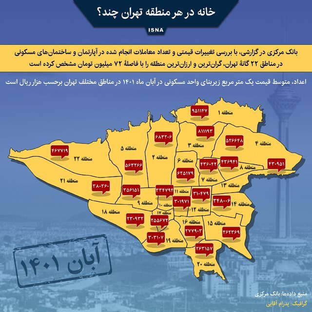 اینفوگرافیک / خانه در هر منطقه تهران چند؟